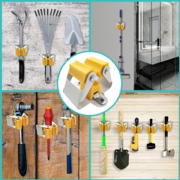 mop and broom holder-yellow-spray-paint
